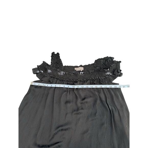 Anthropologie Black Ruffle Shoulder Cut Out Lightweight Semi Sheer Top Size XL - Picture 8 of 9